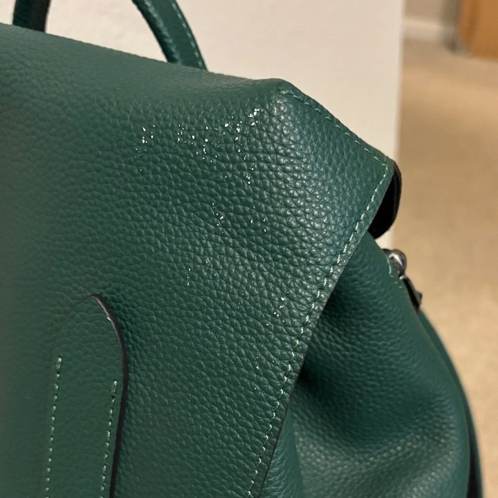 Coach Dark Green Leather Backpack - Picture 5 of 7